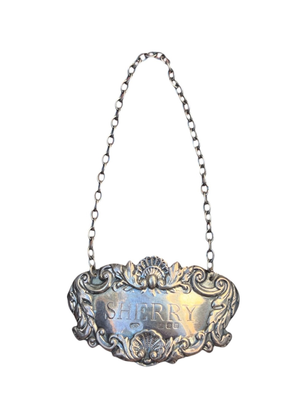 C&C Vintage Sterling Silver Decanter Label ‘Sherry’ English Hallmark 9g